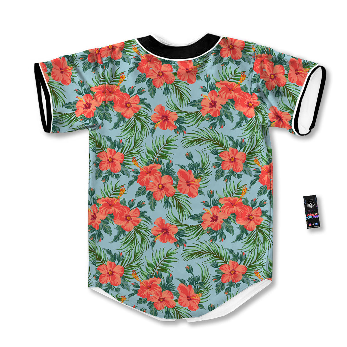Flowers Hawaiian Hibiscus Print Pattern Baseball Jersey-grizzshop
