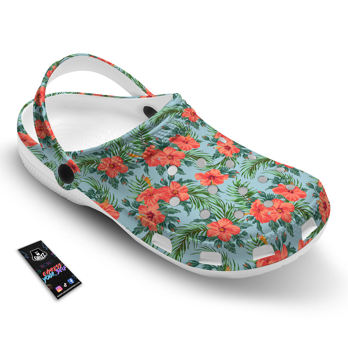 Flowers Hawaiian Hibiscus Print Pattern Clog-grizzshop