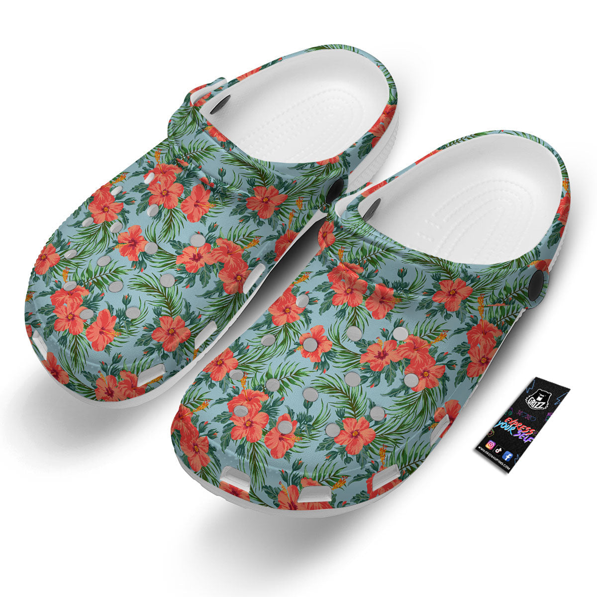Flowers Hawaiian Hibiscus Print Pattern Clog-grizzshop