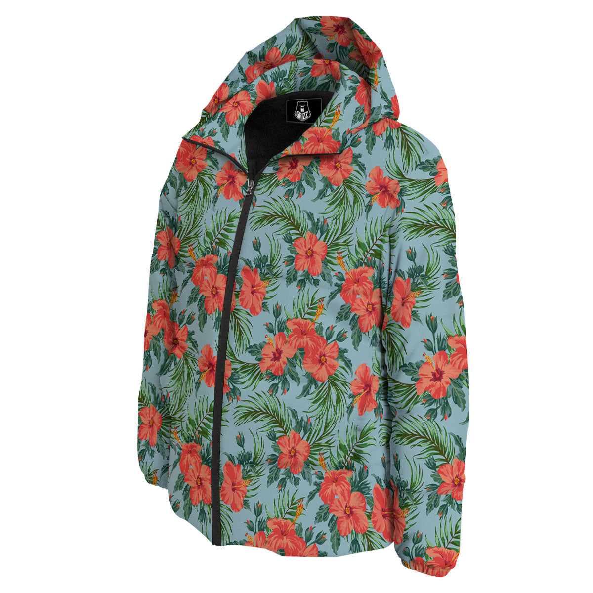 Flowers Hawaiian Hibiscus Print Pattern Down Jacket-grizzshop
