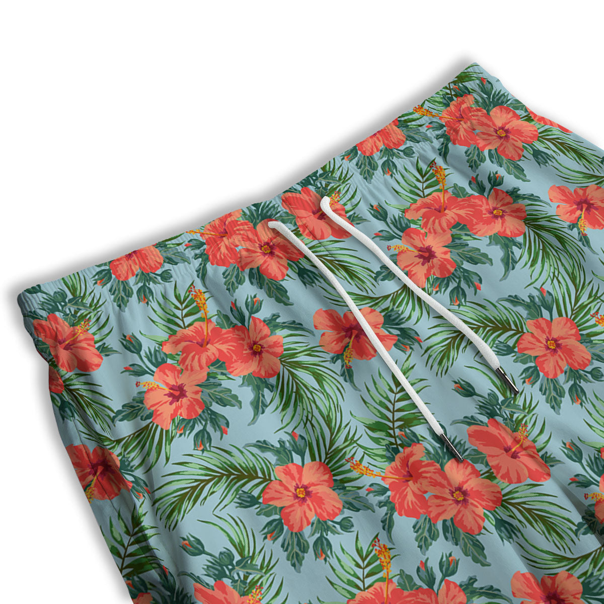 Flowers Hawaiian Hibiscus Print Pattern Men's Athletic Shorts