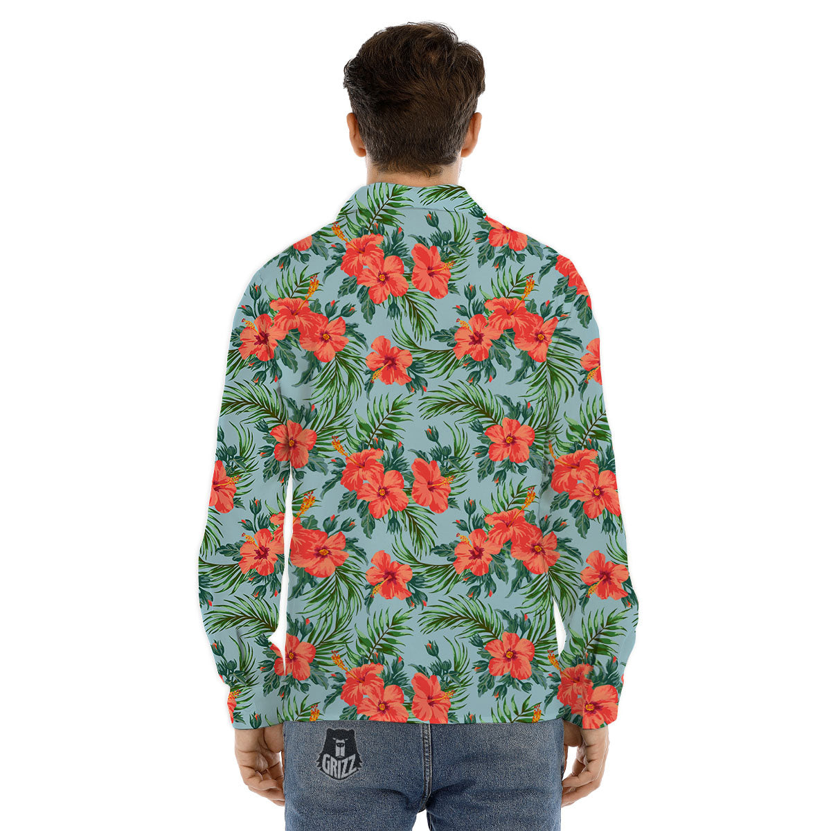 Flowers Hawaiian Hibiscus Print Pattern Men's Dress Shirts-grizzshop