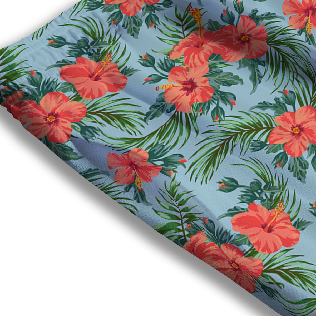 Flowers Hawaiian Hibiscus Print Pattern Mesh Shorts