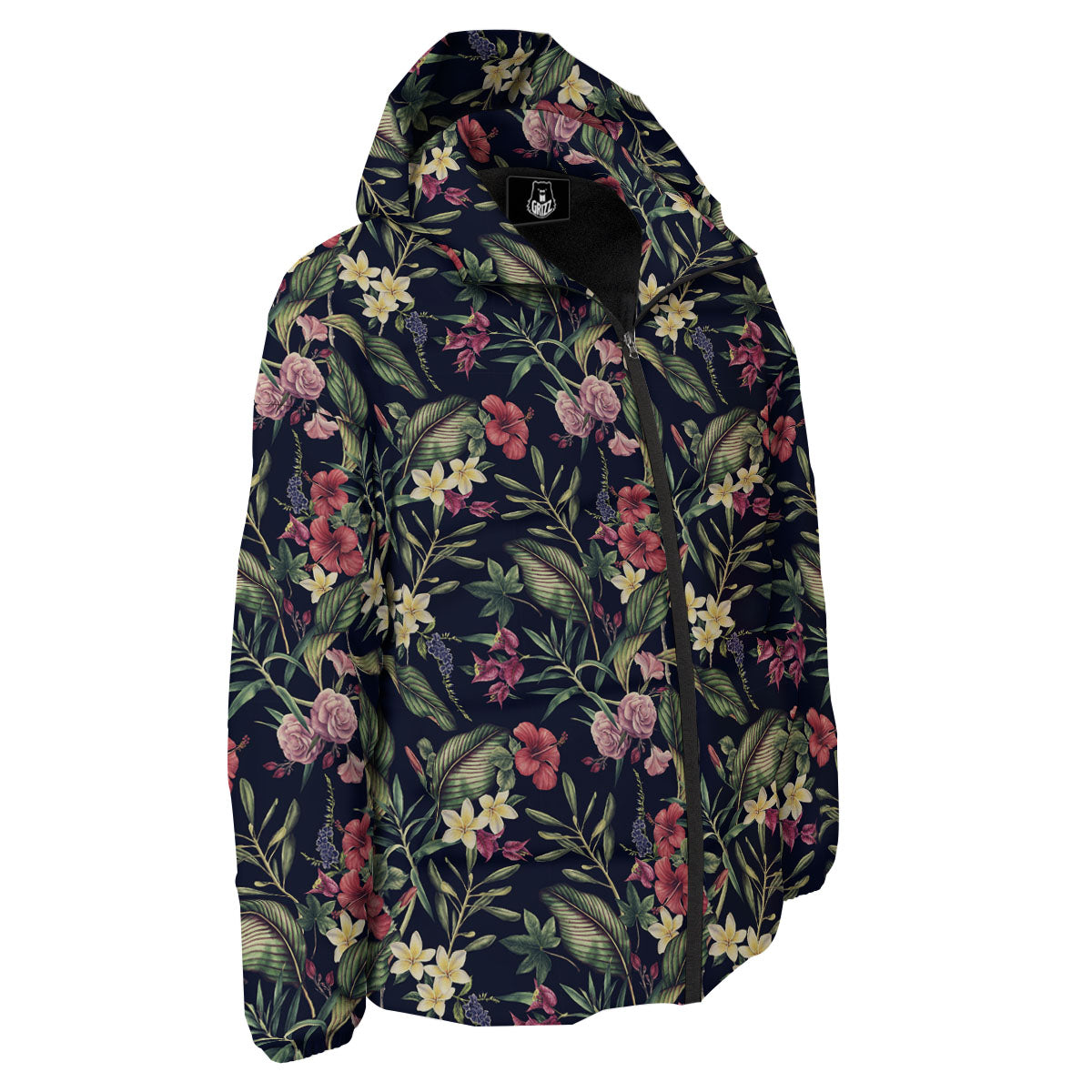 Flowers Hawaiian Tropical Print Pattern Down Jacket-grizzshop