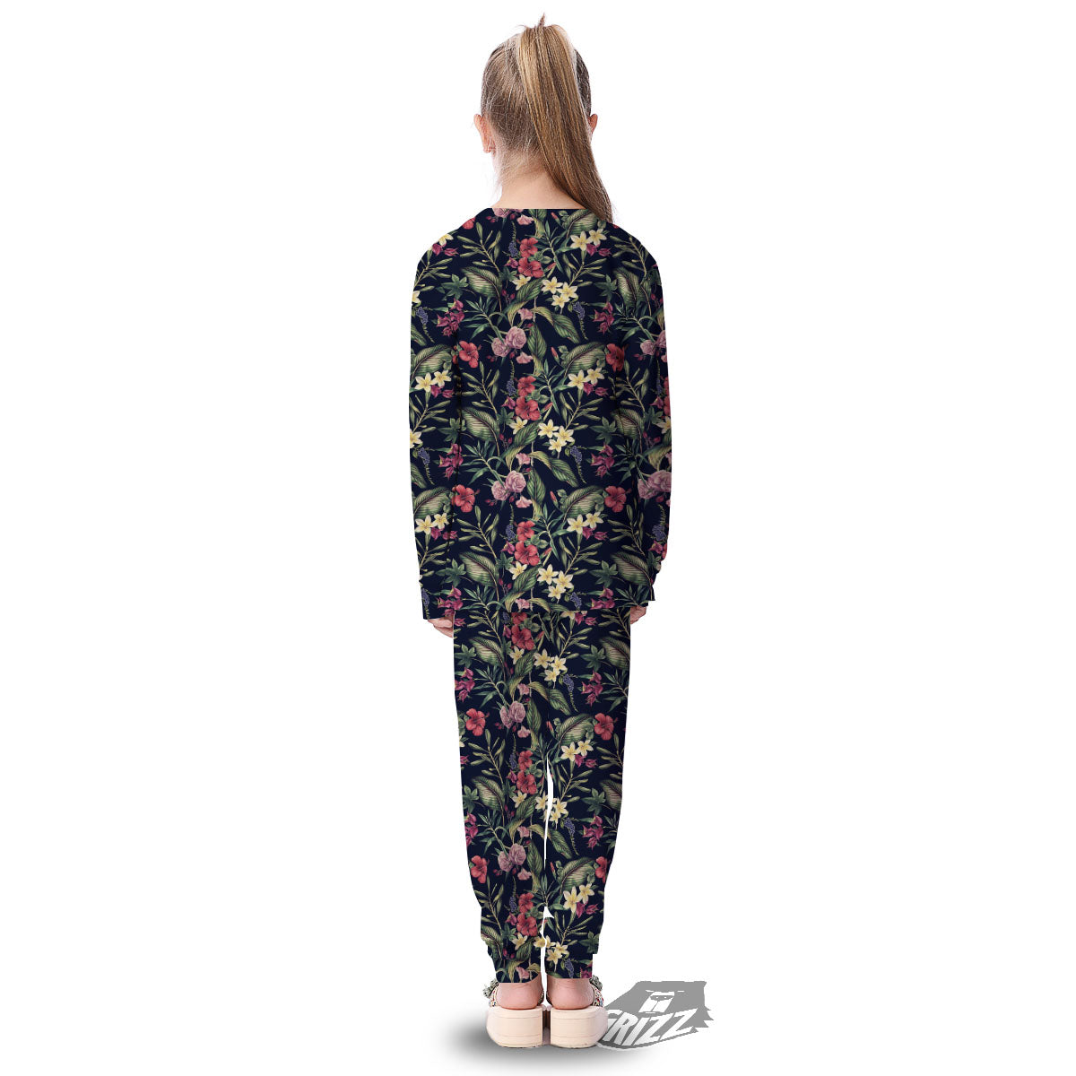 Flowers Hawaiian Tropical Print Pattern Kid's Pajamas-grizzshop