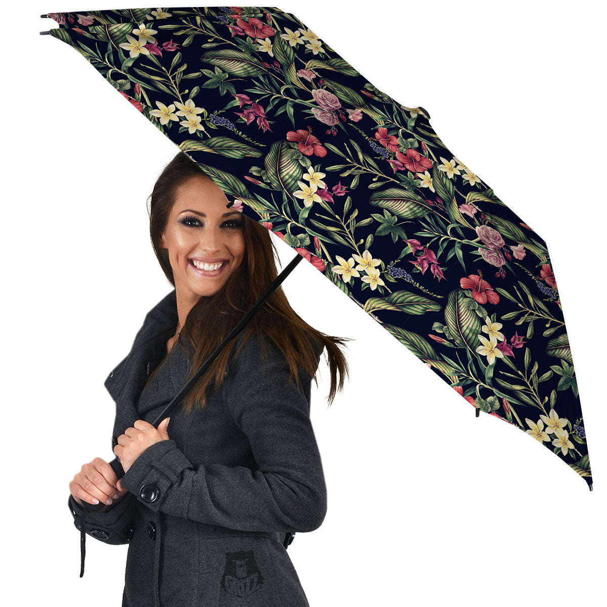 Flowers Hawaiian Tropical Print Pattern Umbrella-grizzshop