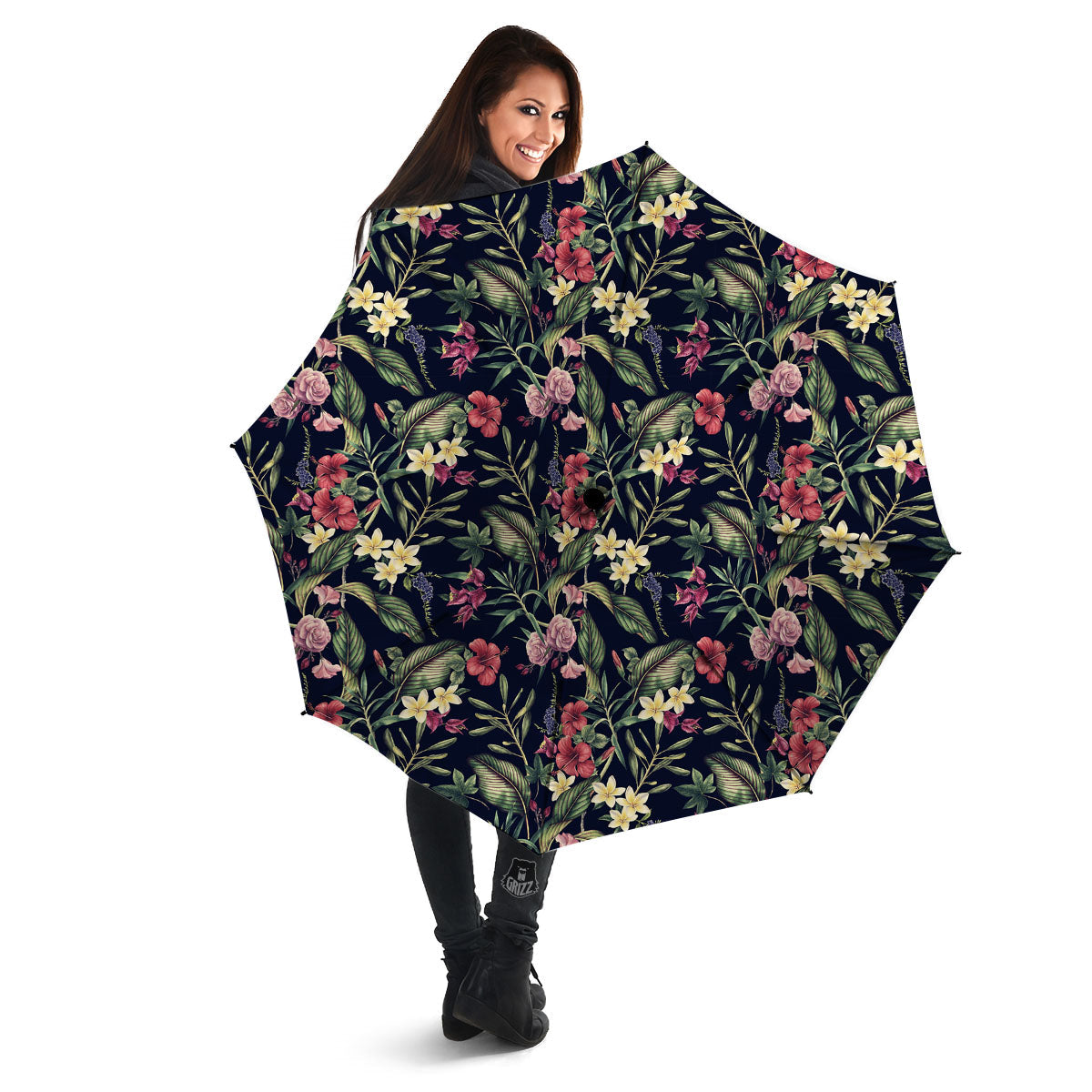 Flowers Hawaiian Tropical Print Pattern Umbrella-grizzshop
