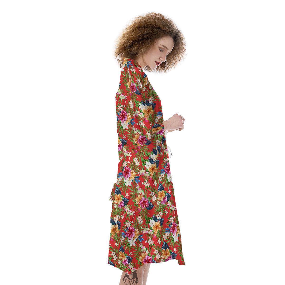 Flowers Hibiscus Colorful Print Pattern Kimono-grizzshop