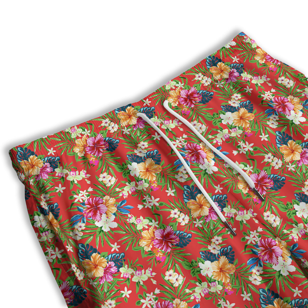 Flowers Hibiscus Colorful Print Pattern Men's Athletic Shorts