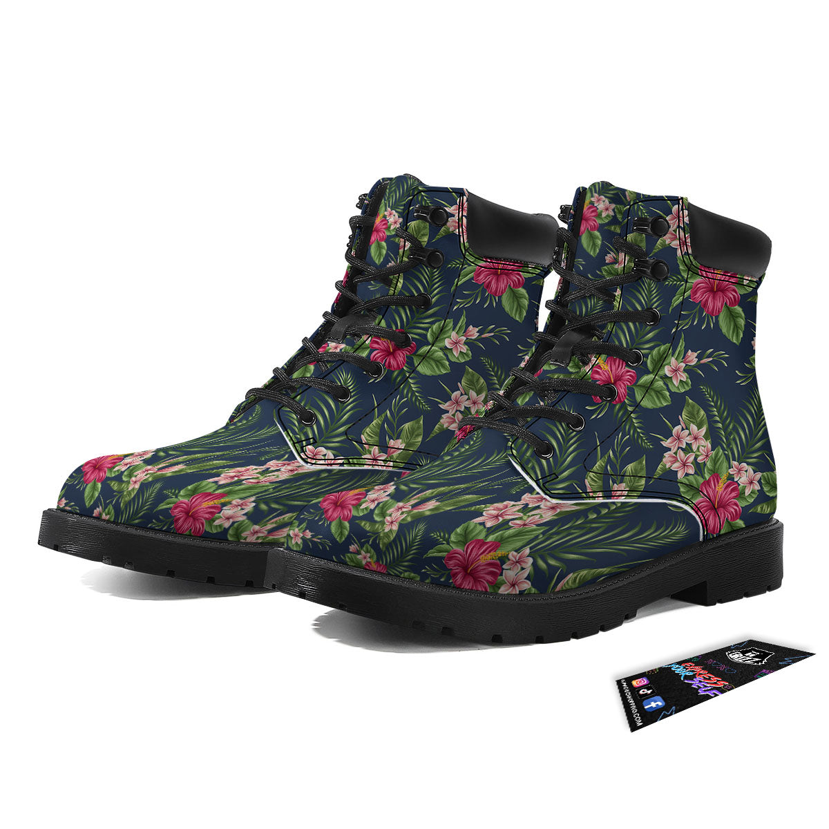 Flowers Hibiscus Plumeria Print Pattern Boots-grizzshop
