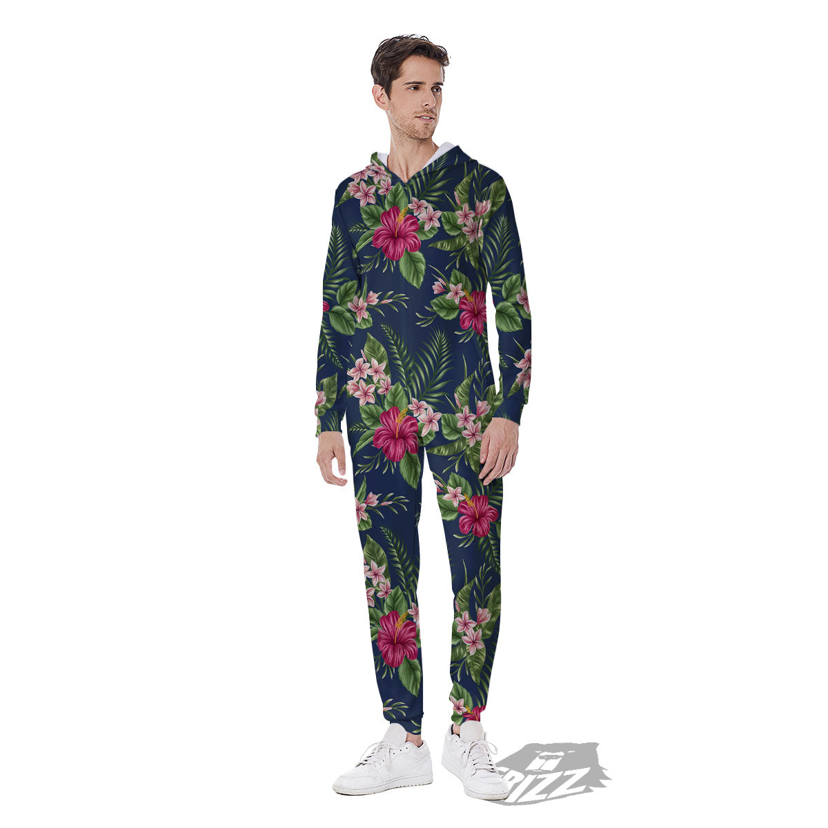 Flowers Hibiscus Plumeria Print Pattern Men's Jumpsuit-grizzshop