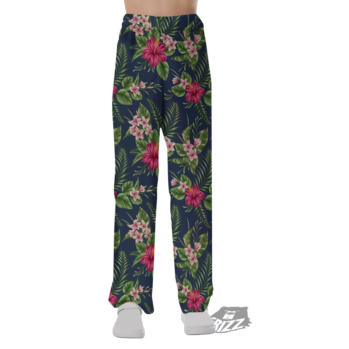 Flowers Hibiscus Plumeria Print Pattern Pajama Pants-grizzshop