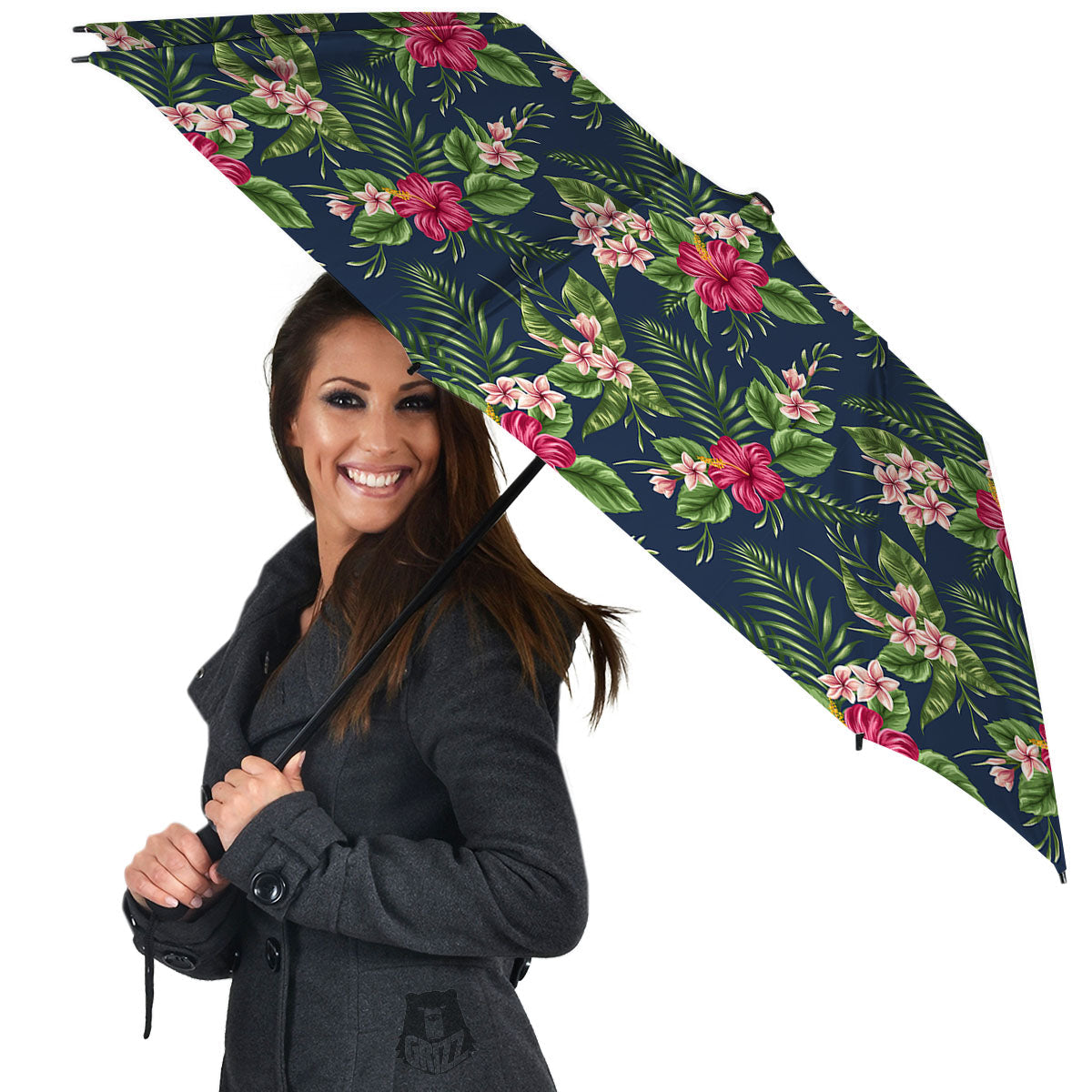 Flowers Hibiscus Plumeria Print Pattern Umbrella-grizzshop