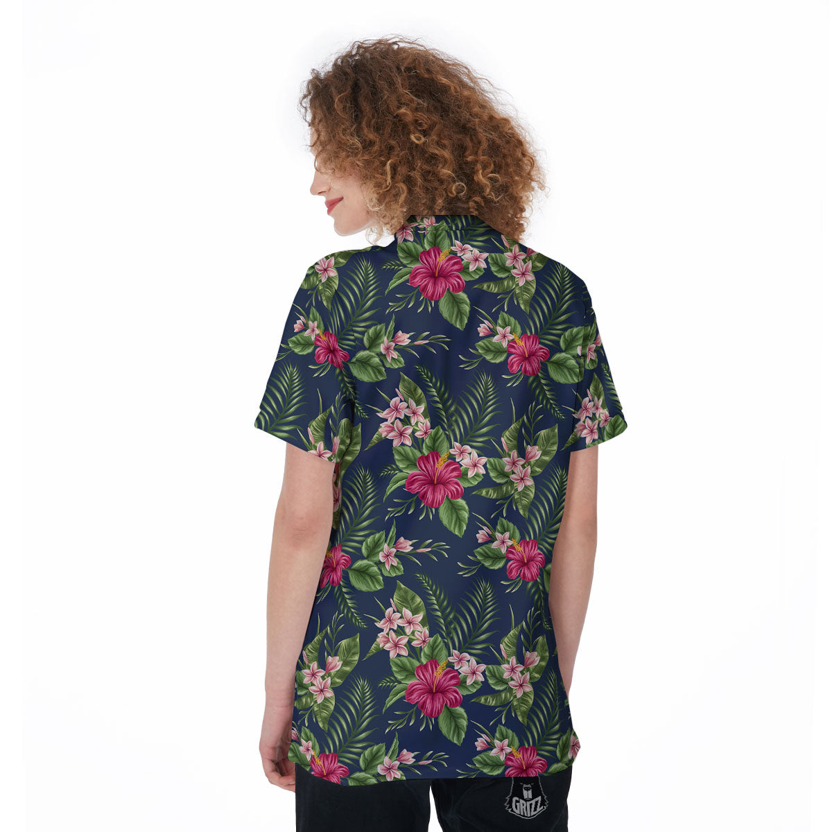 Flowers Hibiscus Plumeria Print Pattern Women's Golf Shirts-grizzshop