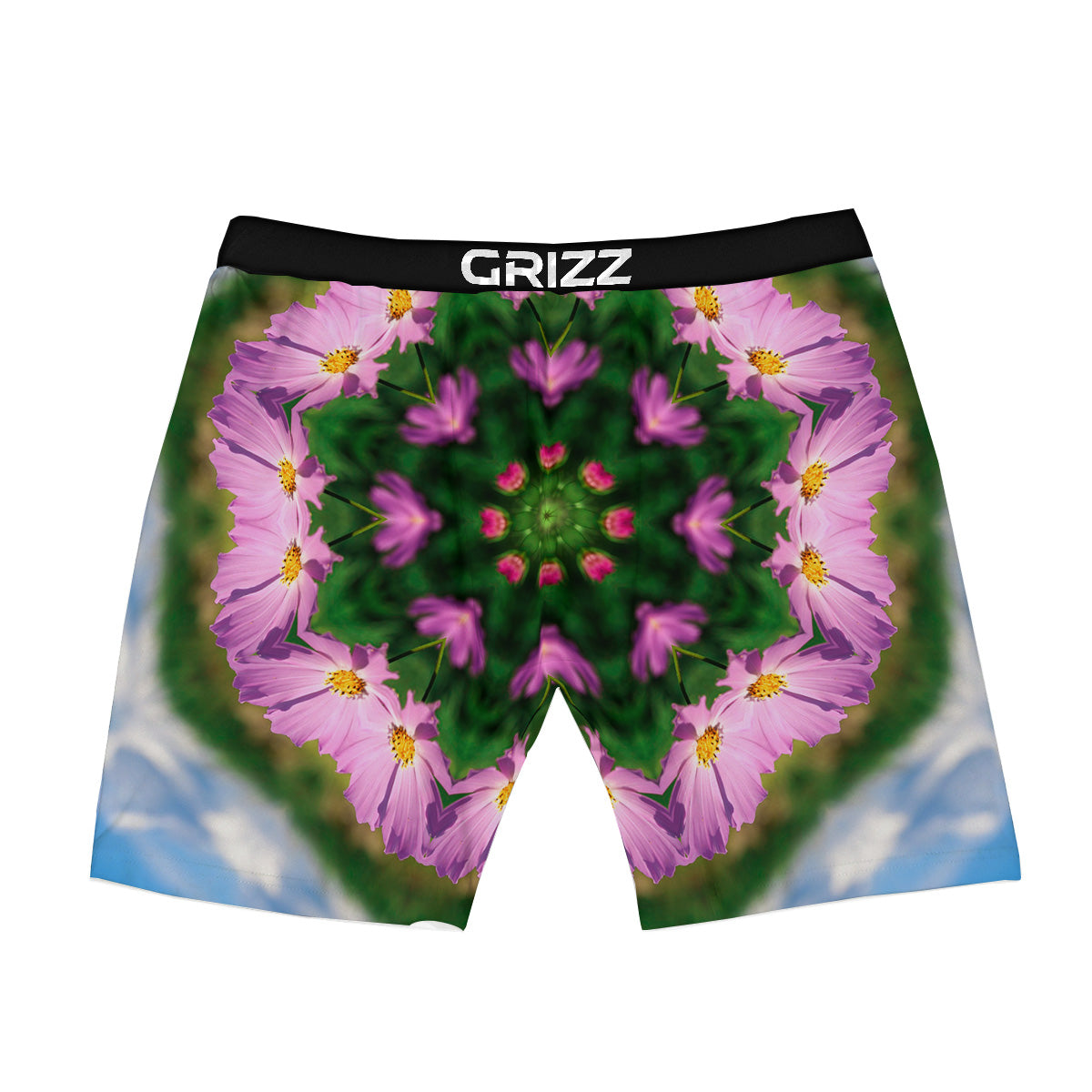 Flowers Kaleidoscope Pink And Blue Print Boxer Briefs-grizzshop