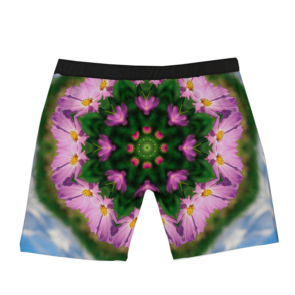 Flowers Kaleidoscope Pink And Blue Print Boxer Briefs-grizzshop