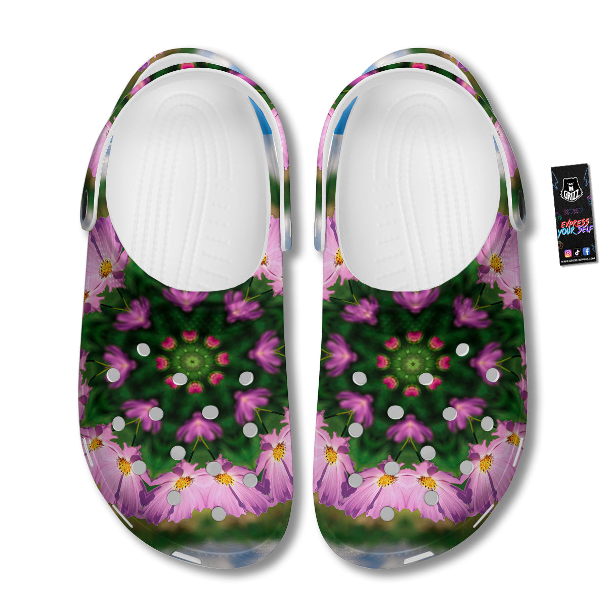 Flowers Kaleidoscope Pink And Blue Print Clog-grizzshop