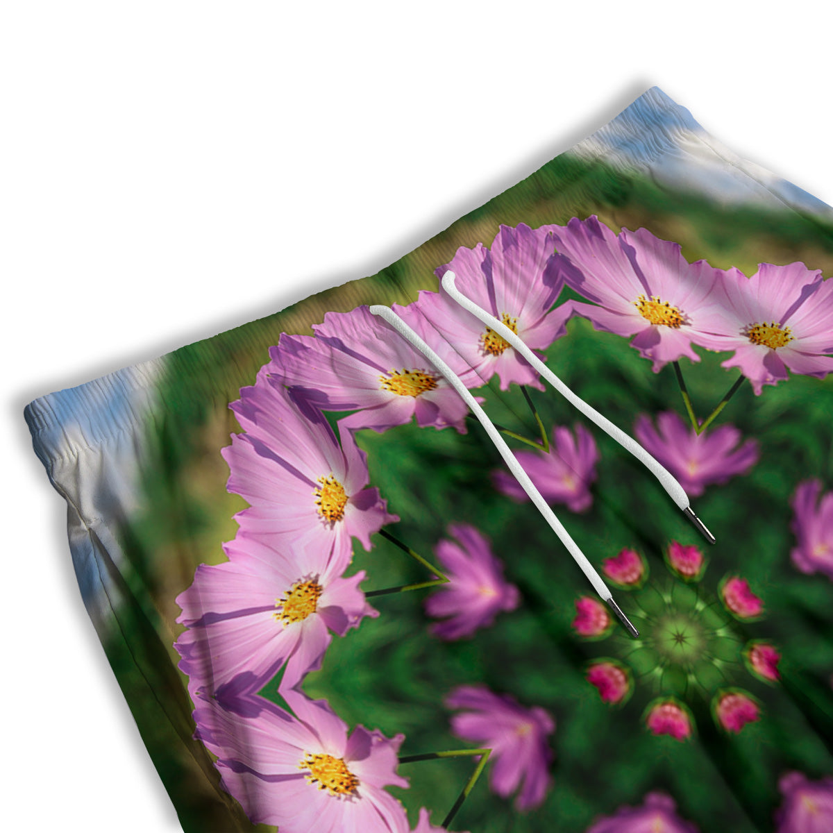 Flowers Kaleidoscope Pink And Blue Print Men's Athletic Shorts