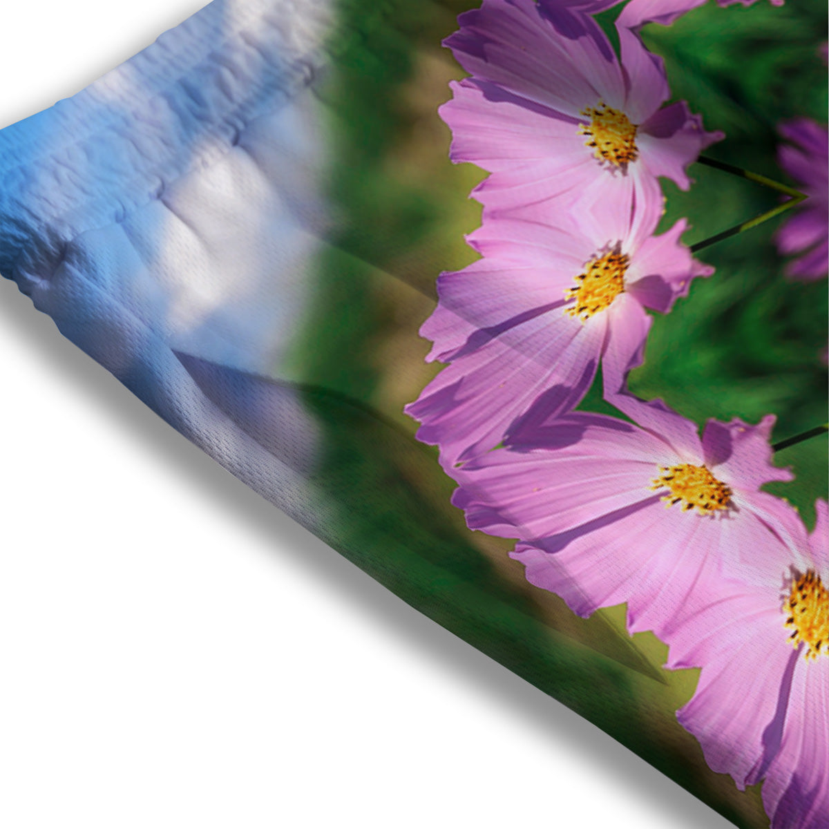 Flowers Kaleidoscope Pink And Blue Print Mesh Shorts-grizzshop