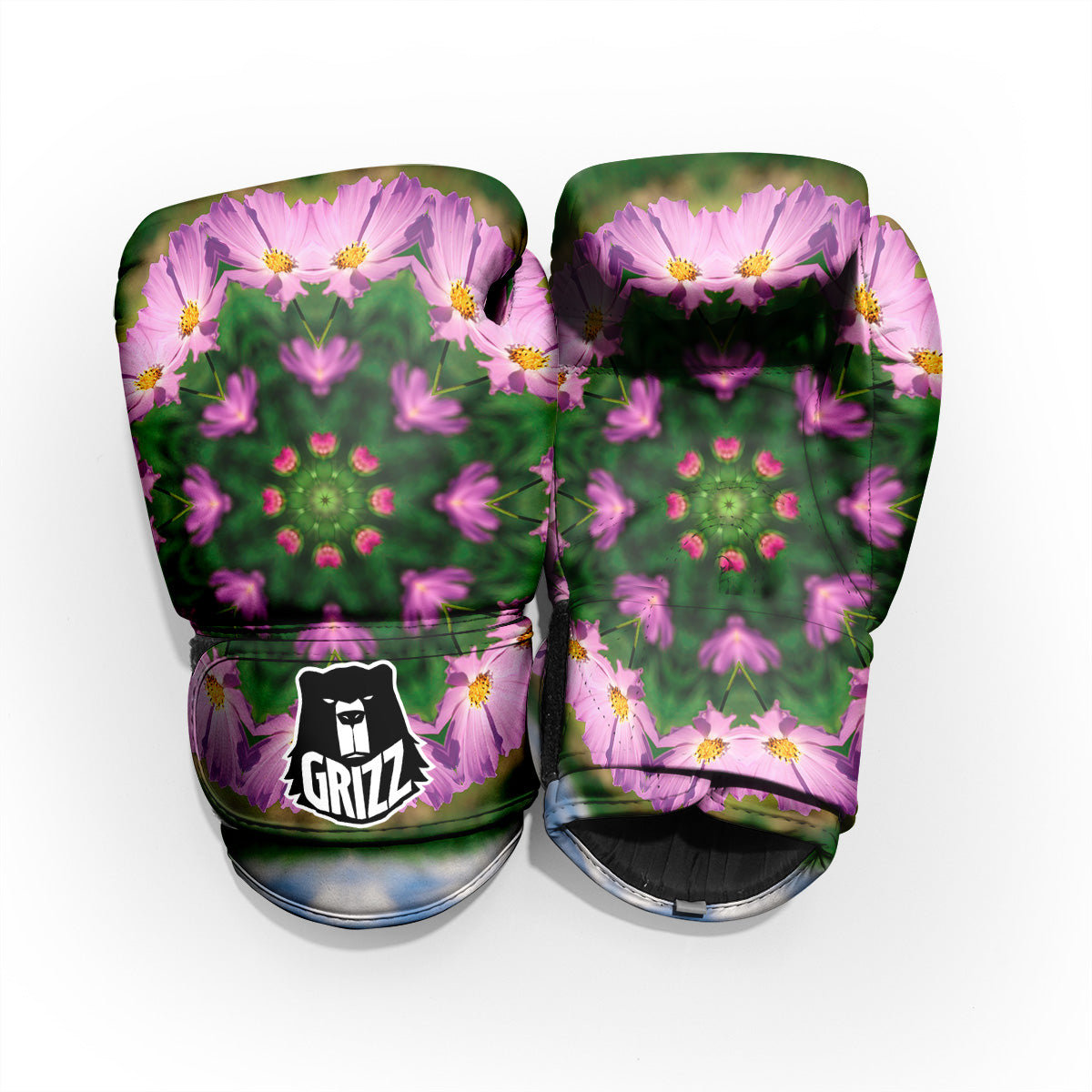 Flowers Kaleidoscope Pink And Blue Print Sparring Gloves-grizzshop