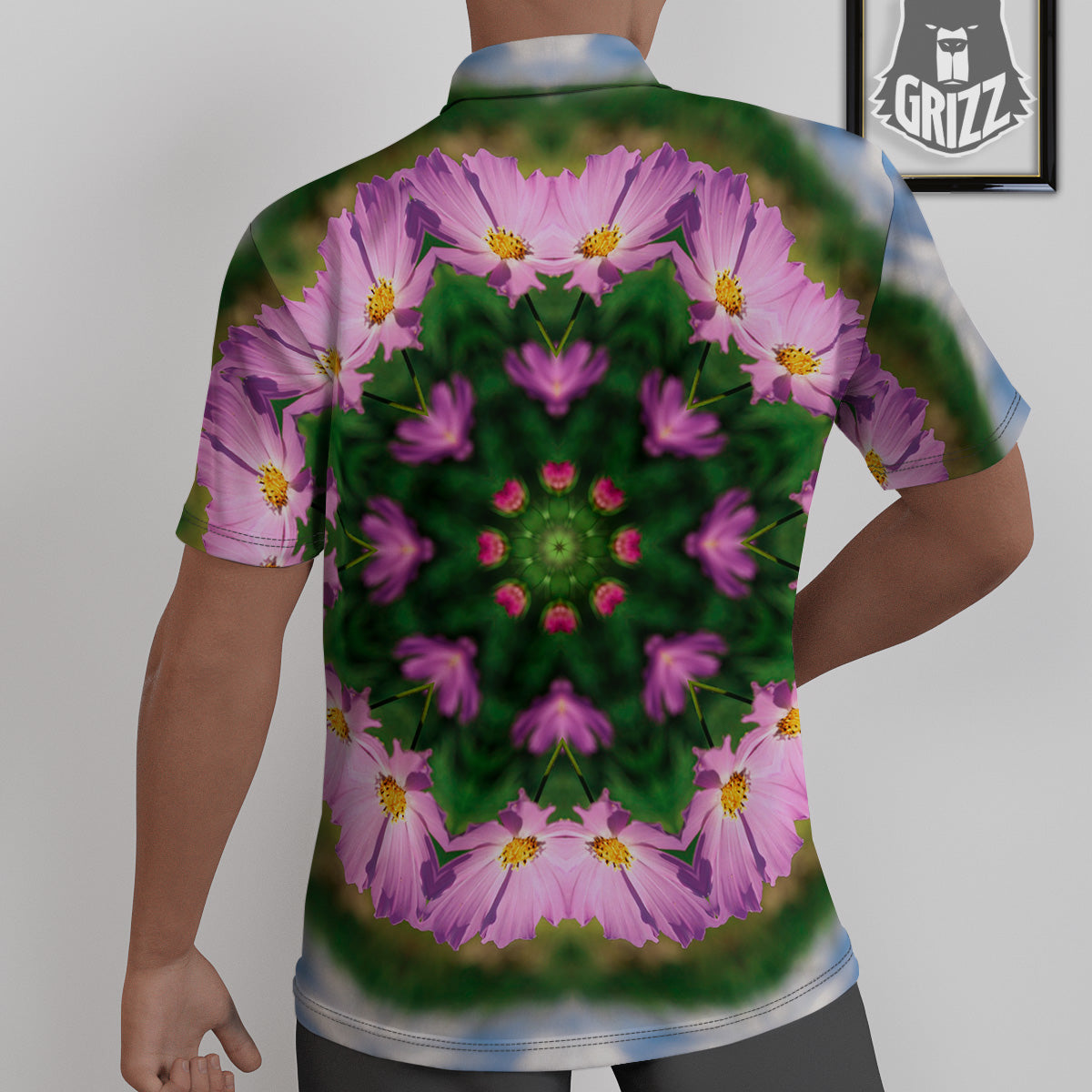 Flowers Kaleidoscope Pink And Blue Print Untucked Shirts-grizzshop