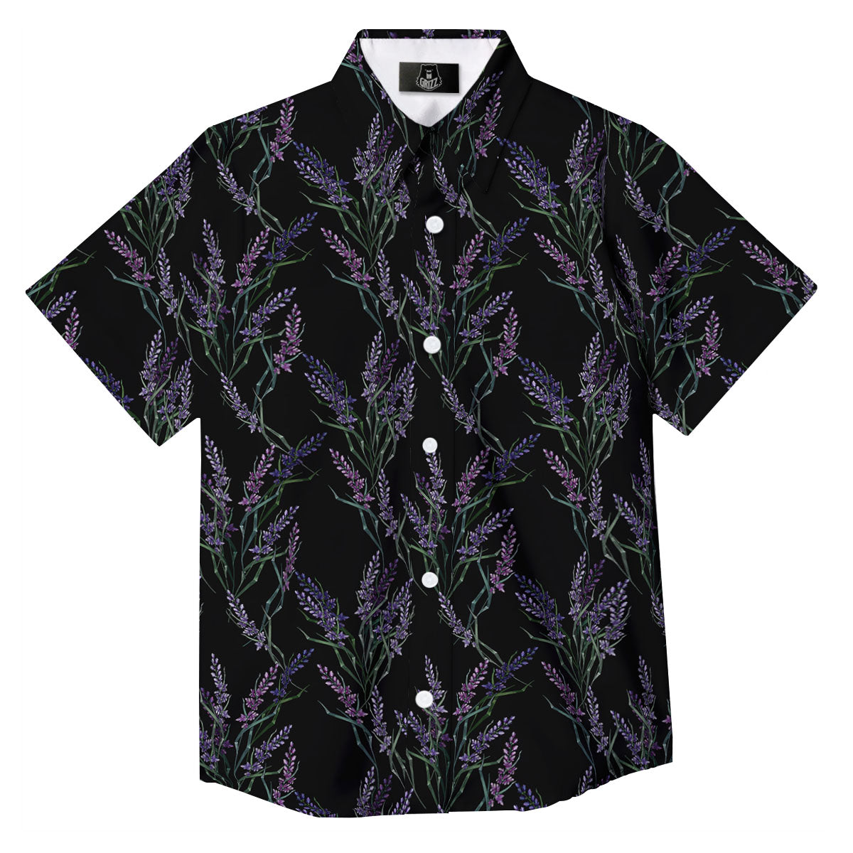 Flowers Lavender Print Pattern Button Up Shirt-grizzshop