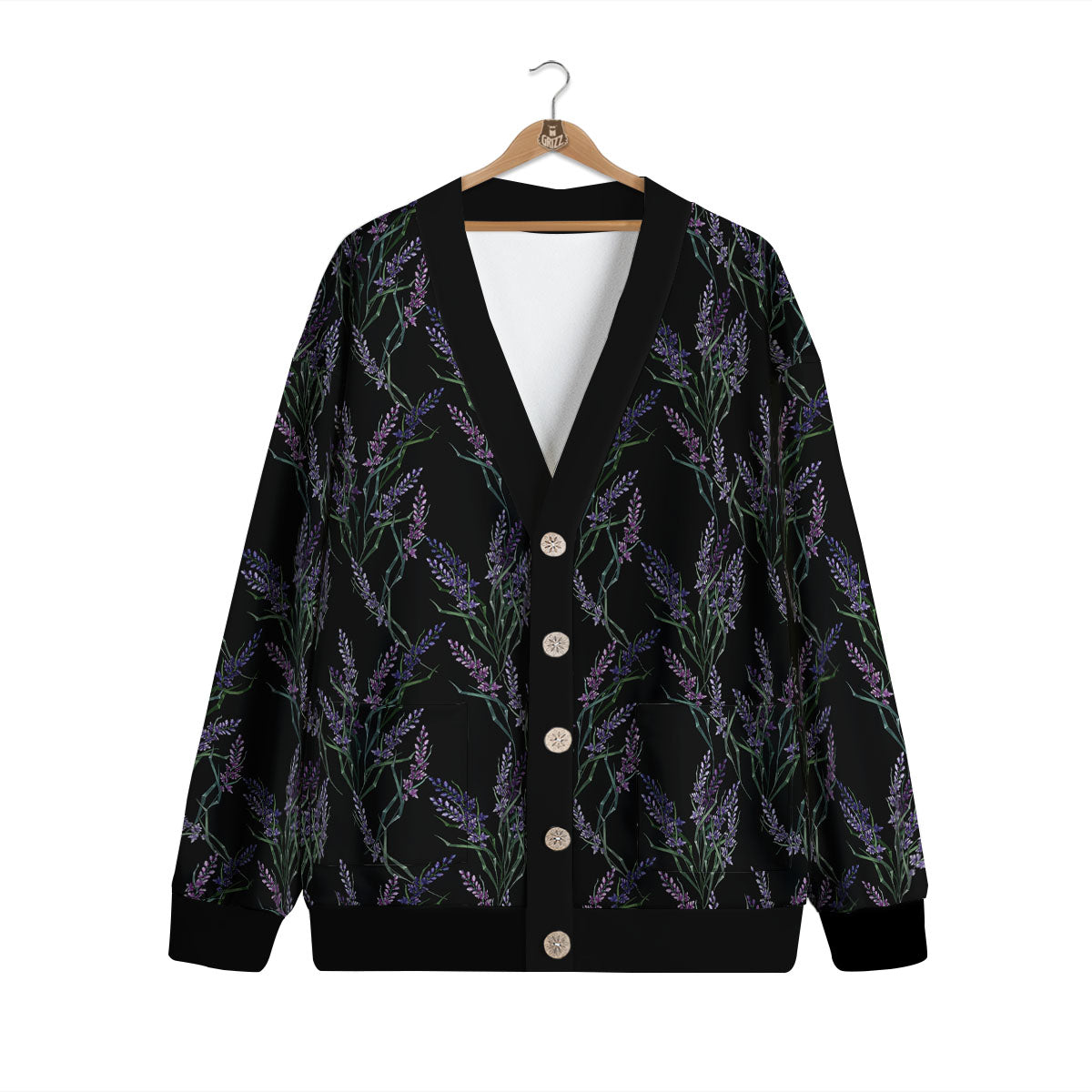 Flowers Lavender Print Pattern Cardigan-grizzshop