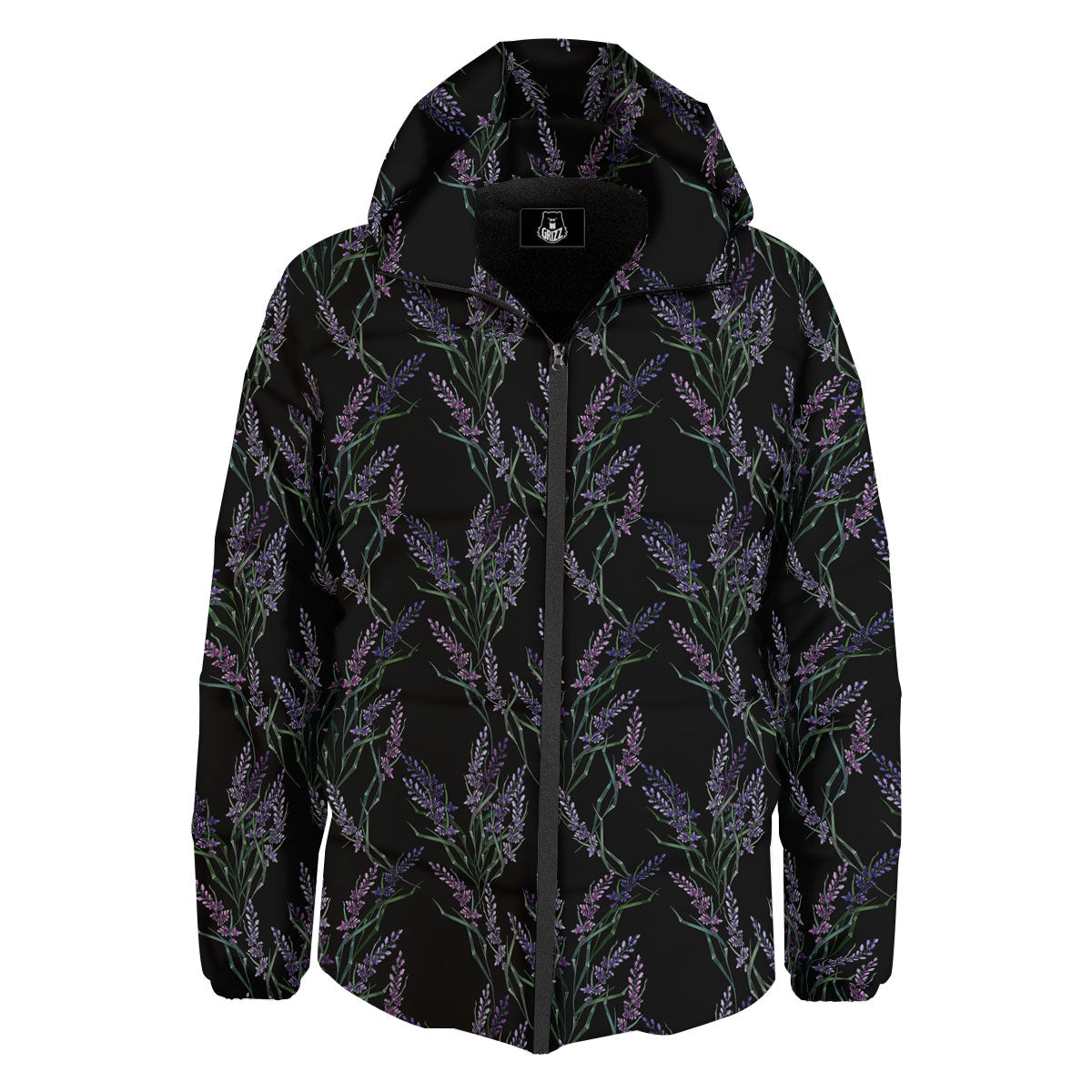 Flowers Lavender Print Pattern Down Jacket-grizzshop