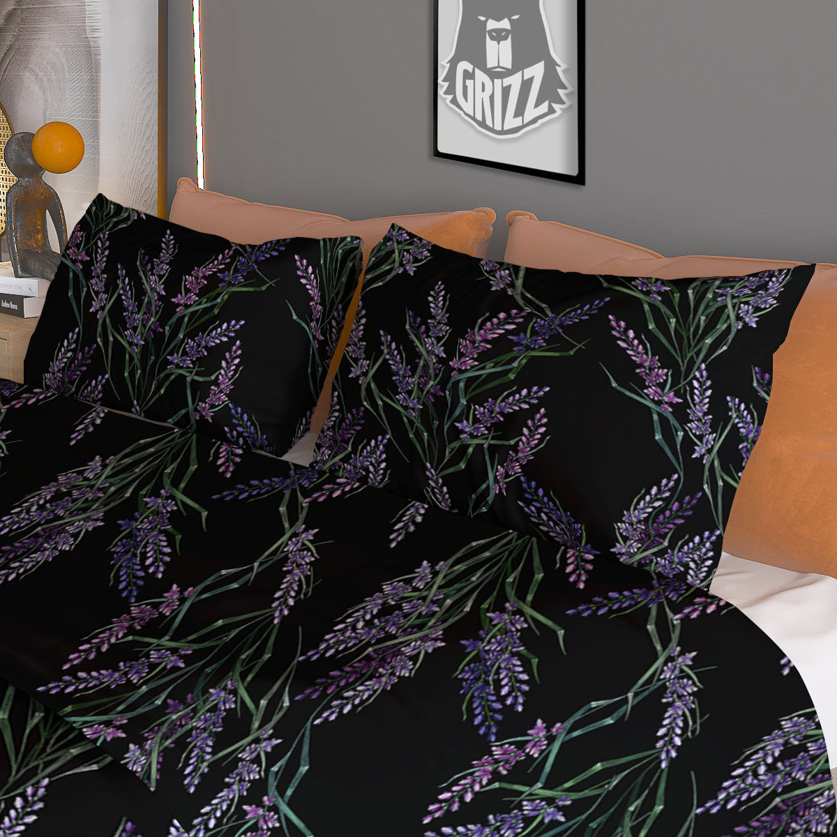 Flowers Lavender Print Pattern Duvet Cover Bedding Set-grizzshop
