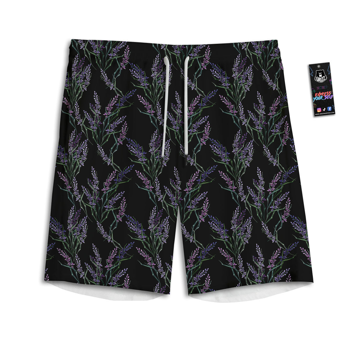 Flowers Lavender Print Pattern Men's Athletic Shorts-grizzshop