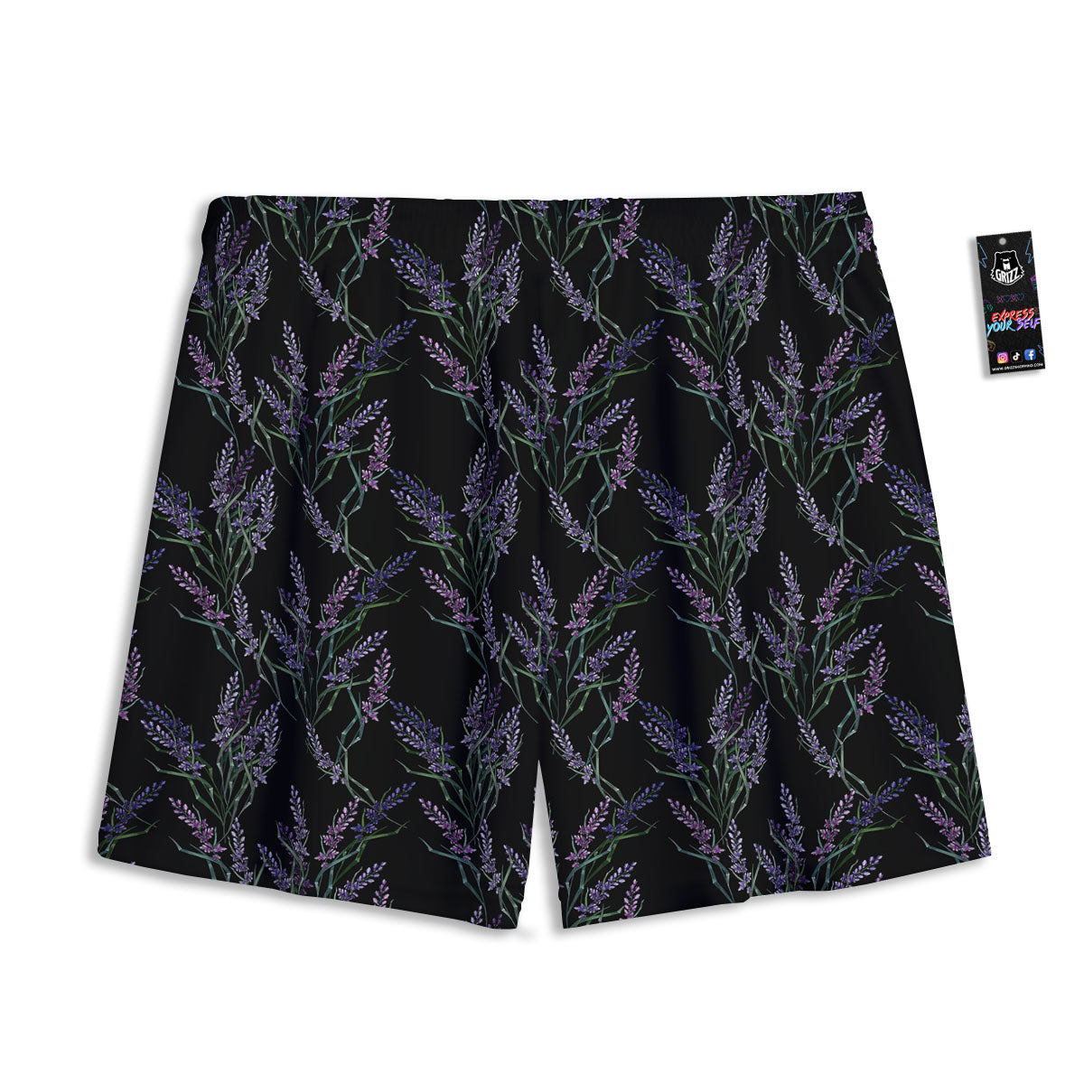 Flowers Lavender Print Pattern Mesh Shorts-grizzshop