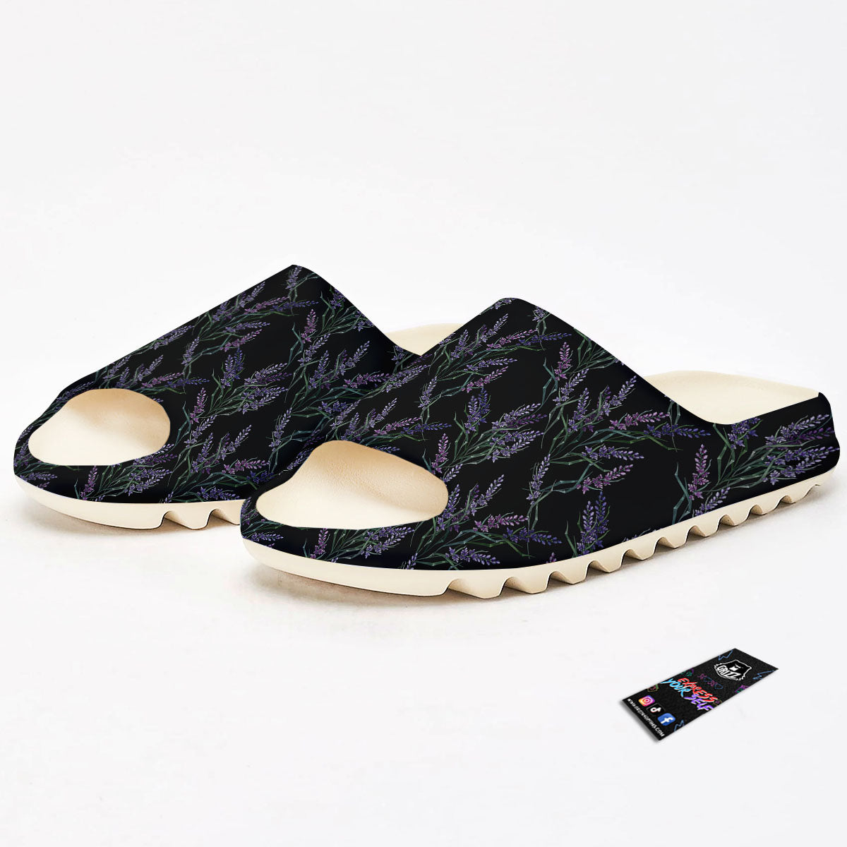 Flowers Lavender Print Pattern Sandals-grizzshop