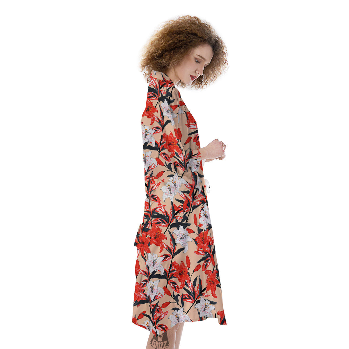 Flowers Lily Watercolor Print Pattern Kimono-grizzshop