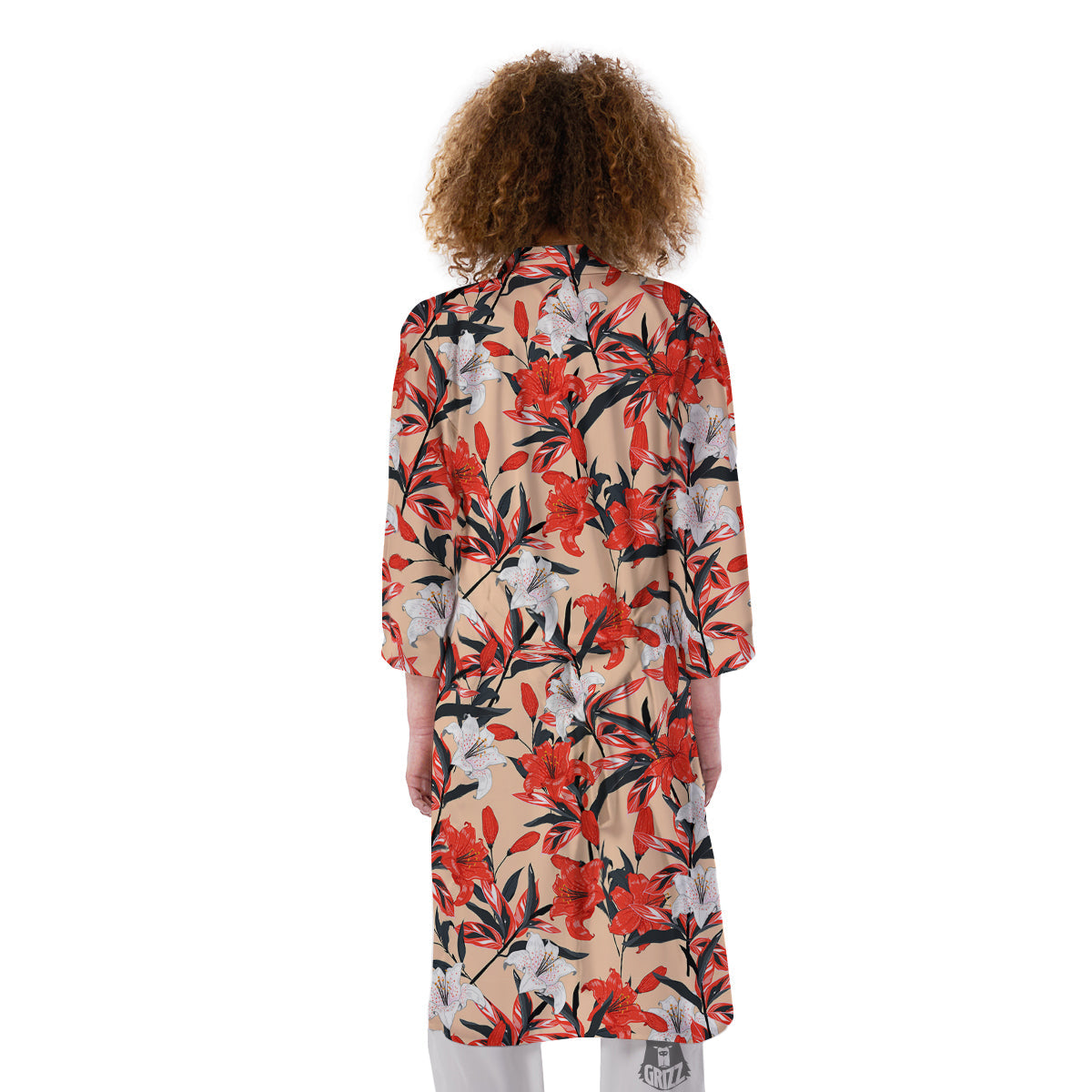 Flowers Lily Watercolor Print Pattern Kimono-grizzshop