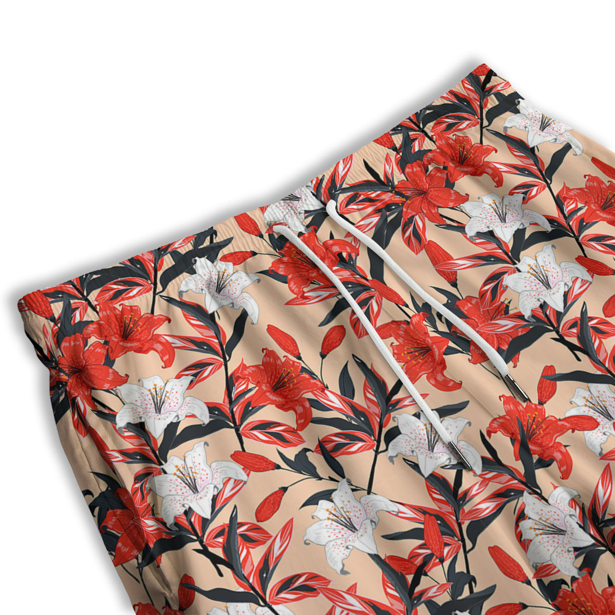 Flowers Lily Watercolor Print Pattern Men's Athletic Shorts-grizzshop