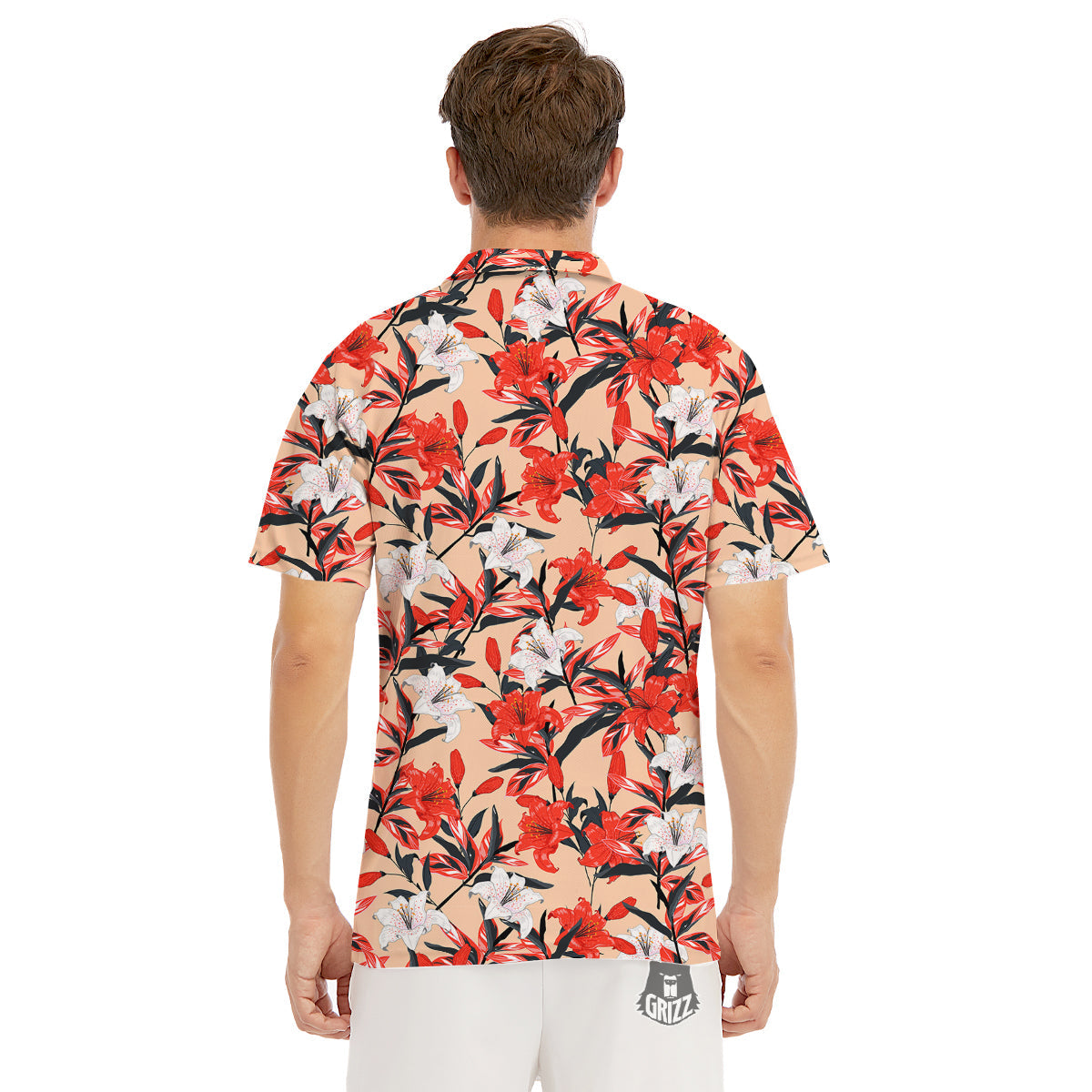 Flowers Lily Watercolor Print Pattern Men's Golf Shirts-grizzshop
