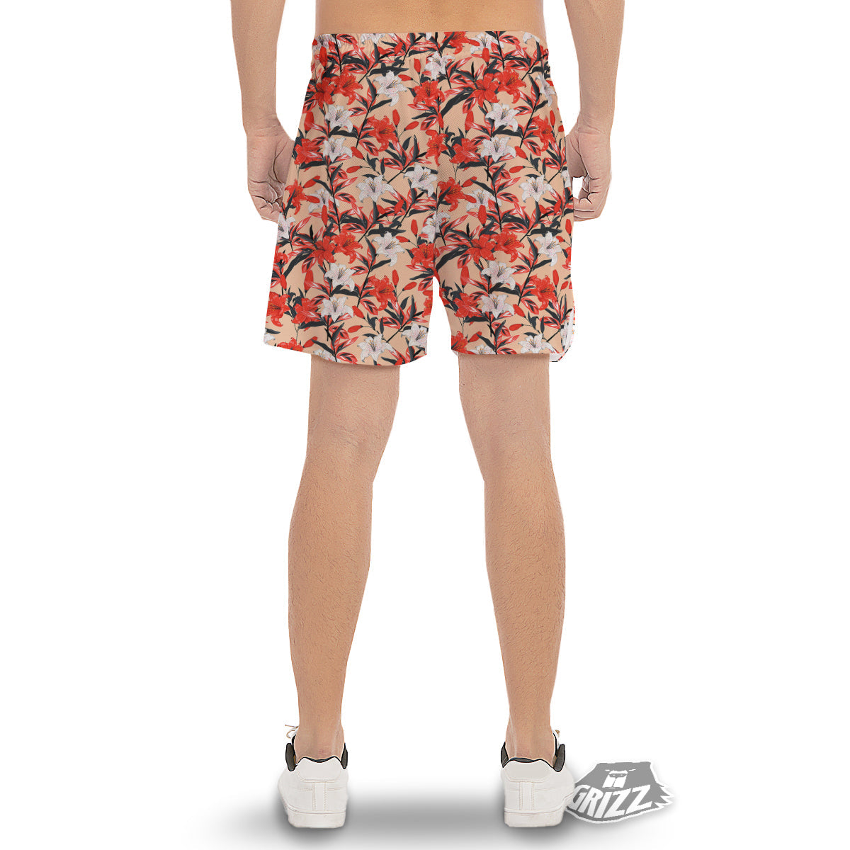 Flowers Lily Watercolor Print Pattern Men's Gym Shorts-grizzshop