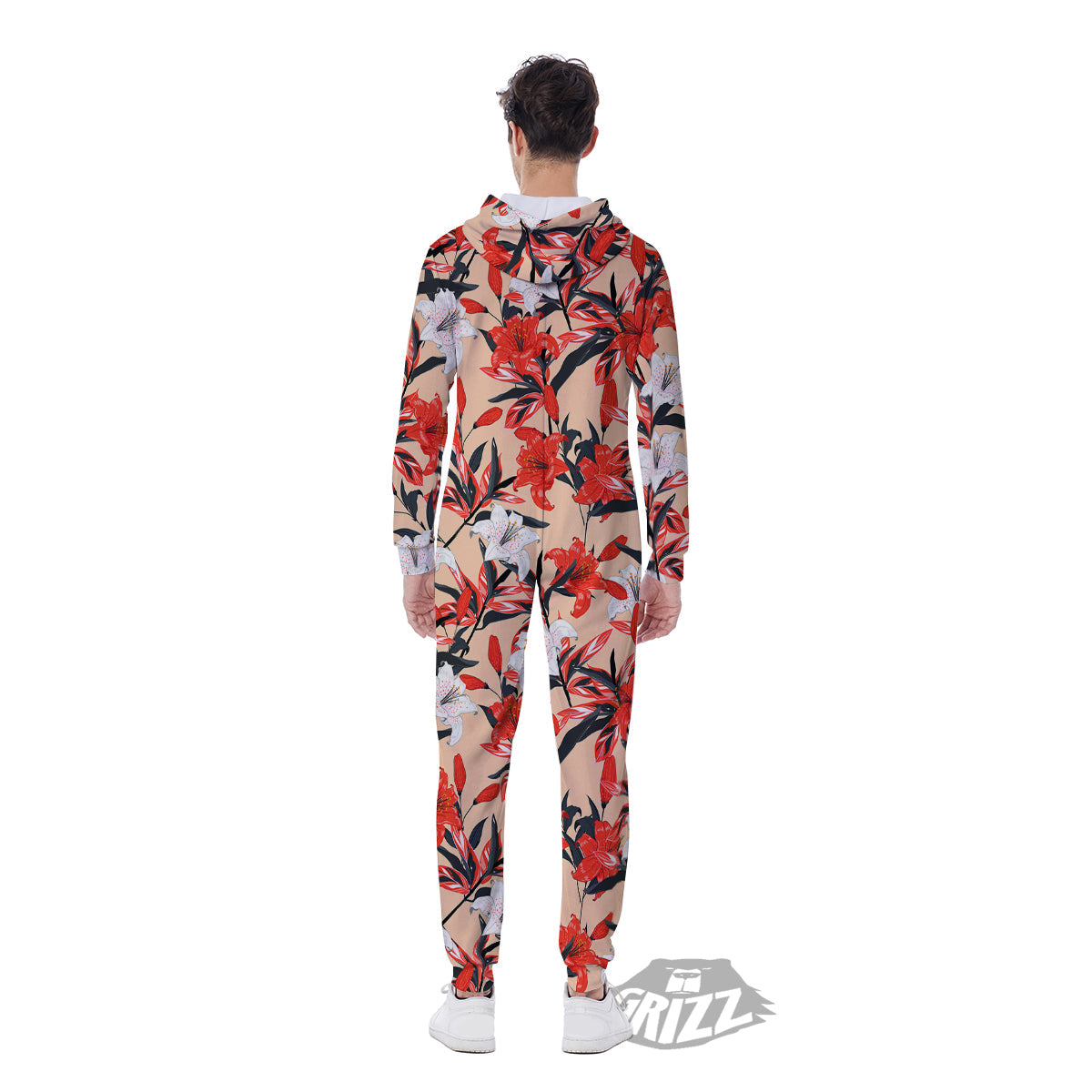 Flowers Lily Watercolor Print Pattern Men's Jumpsuit-grizzshop