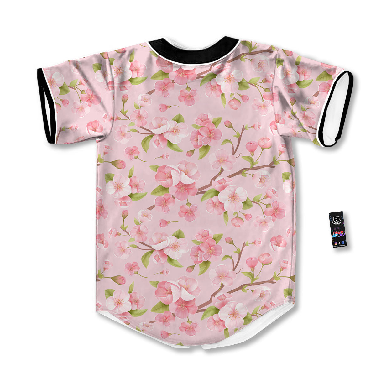 Flowers Pink Print Pattern Baseball Jersey-grizzshop