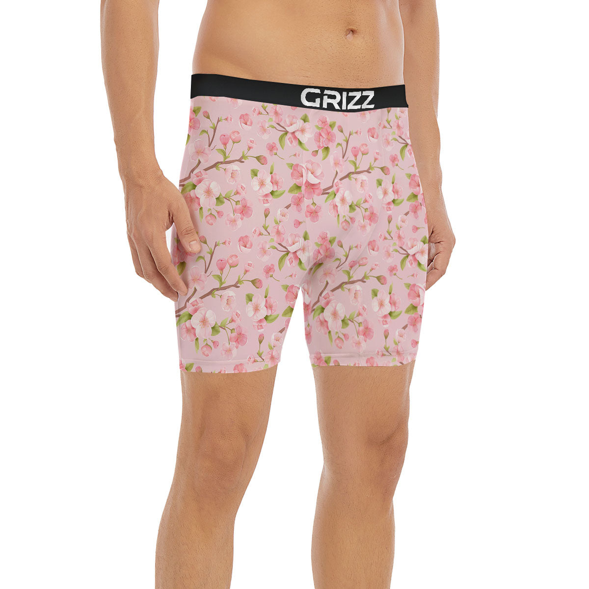 Flowers Pink Print Pattern Boxer Briefs-grizzshop