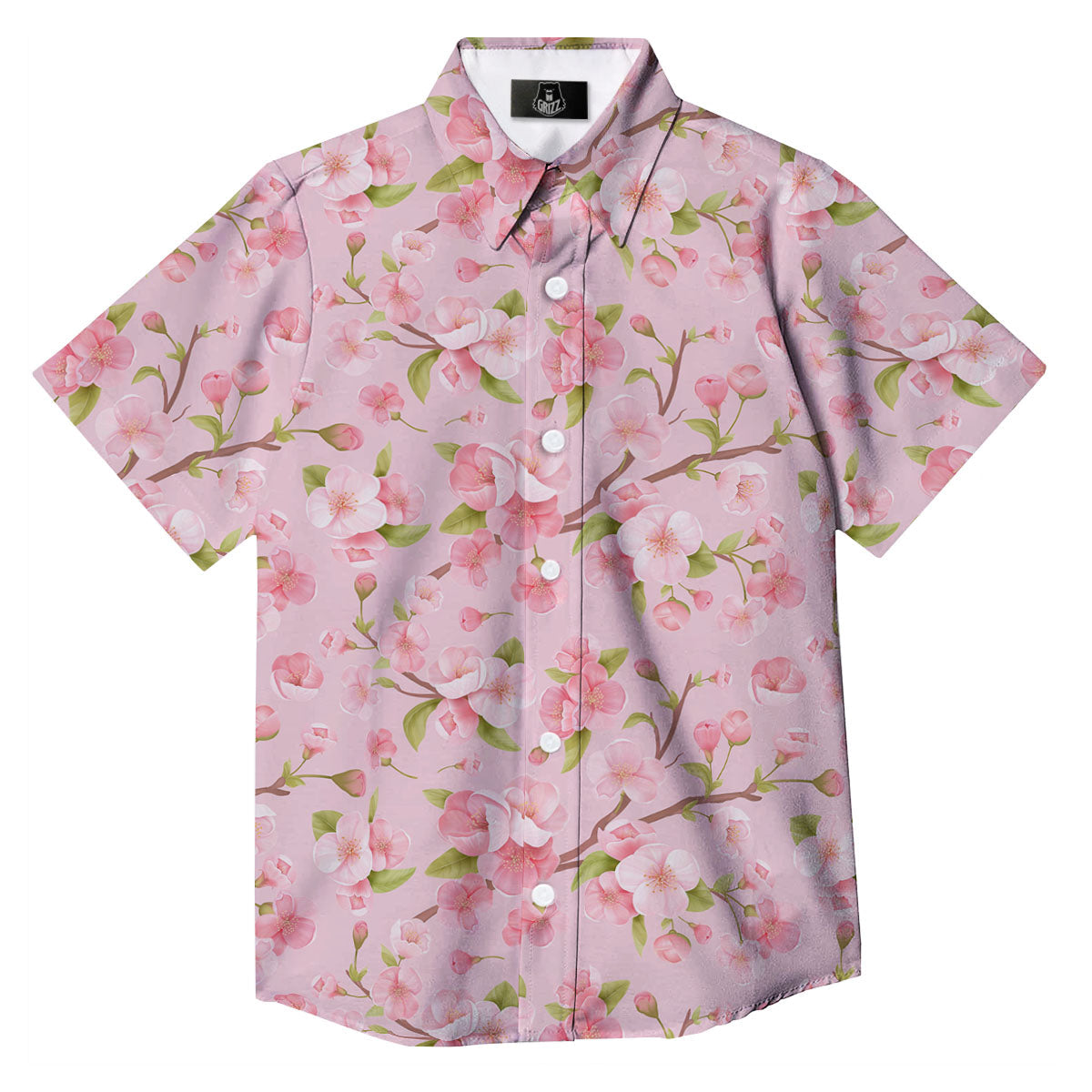 Flowers Pink Print Pattern Button Up Shirt-grizzshop