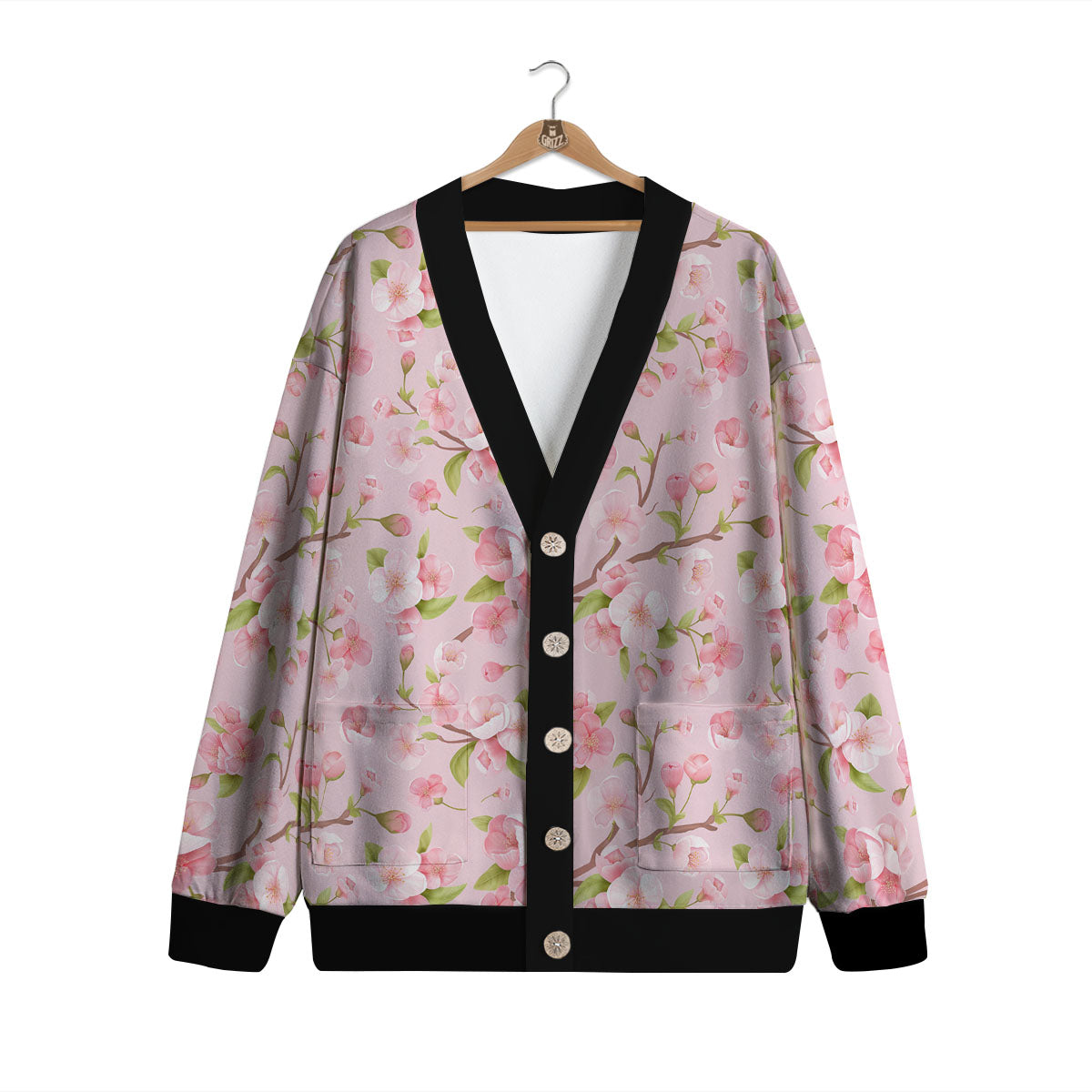 Flowers Pink Print Pattern Cardigan-grizzshop