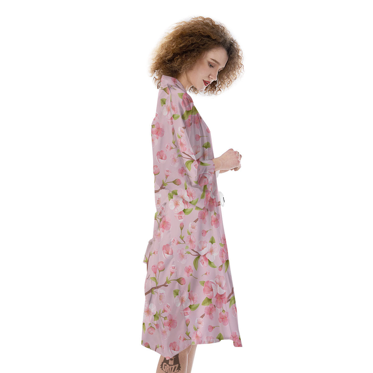 Flowers Pink Print Pattern Kimono-grizzshop