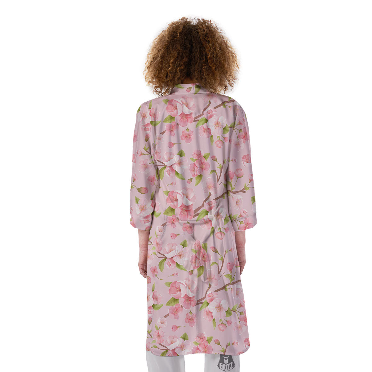 Flowers Pink Print Pattern Kimono-grizzshop