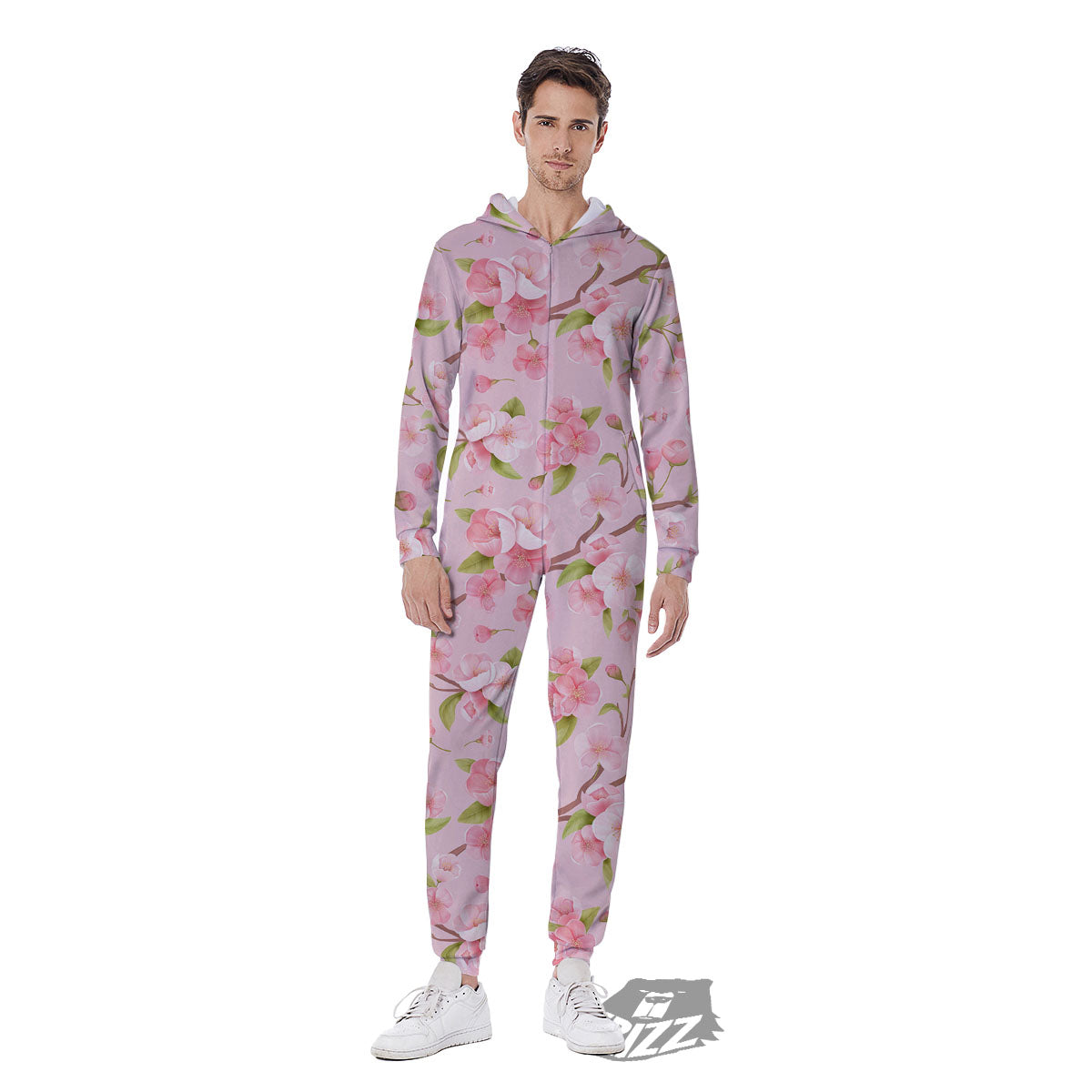 Flowers Pink Print Pattern Men's Jumpsuit-grizzshop