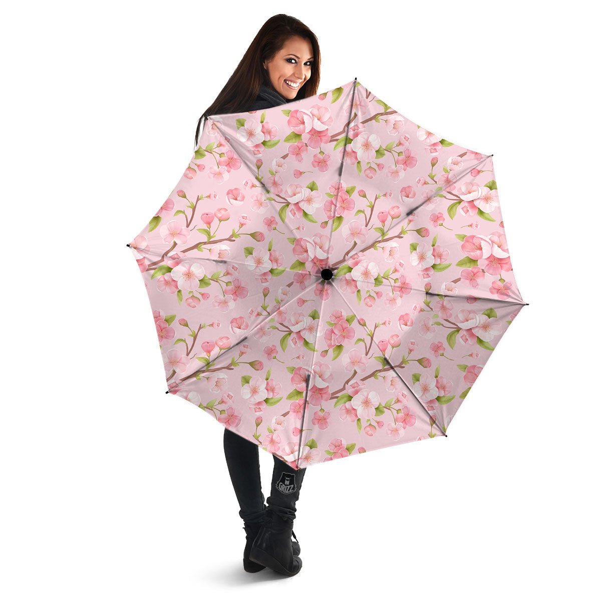 Flowers Pink Print Pattern Umbrella-grizzshop