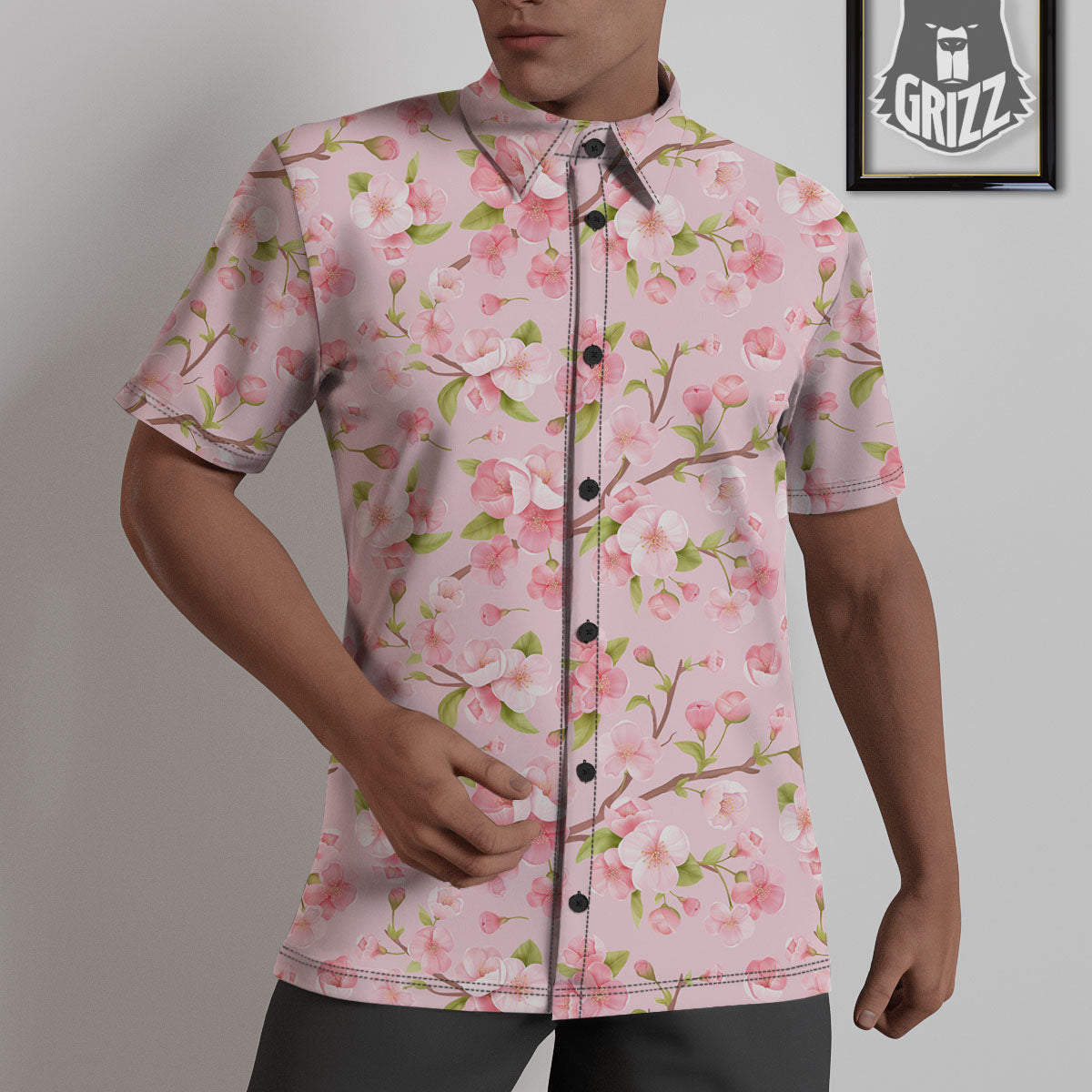 Flowers Pink Print Pattern Untucked Shirts-grizzshop