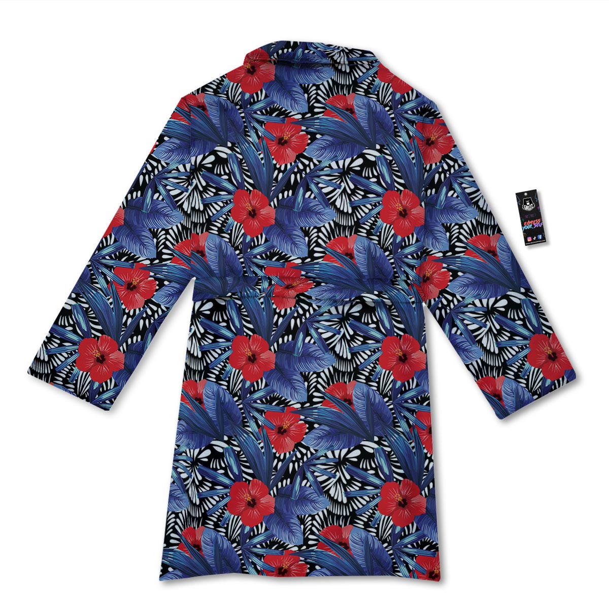 Flowers Red Hibiscus Print Pattern Bathrobe-grizzshop
