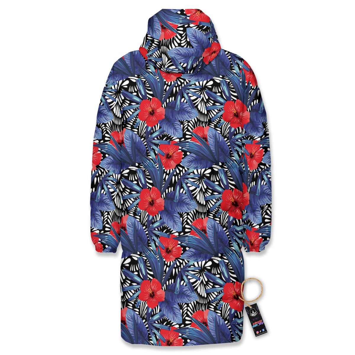 Flowers Red Hibiscus Print Pattern Long Down Jacket-grizzshop