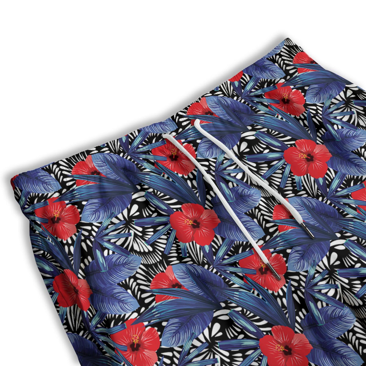 Flowers Red Hibiscus Print Pattern Men's Athletic Shorts